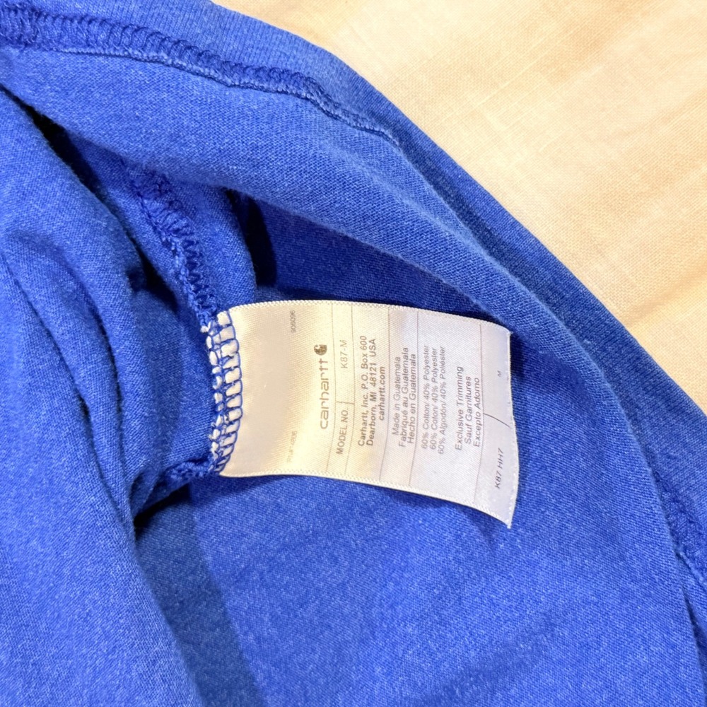 Carhartt K87 Mens Blue Loose Fit Short Sleeve Pocket T-Shirt Size Medium M - Picture 4 of 4